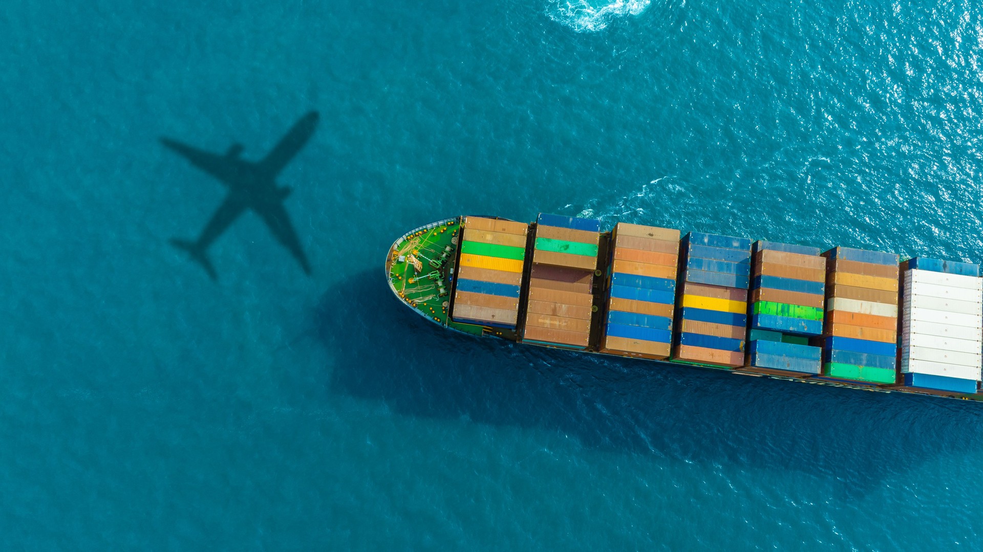 Aerial view of the freight shipping transport system cargo ship container. international transportation Export-import business, logistics, transportation industry concepts